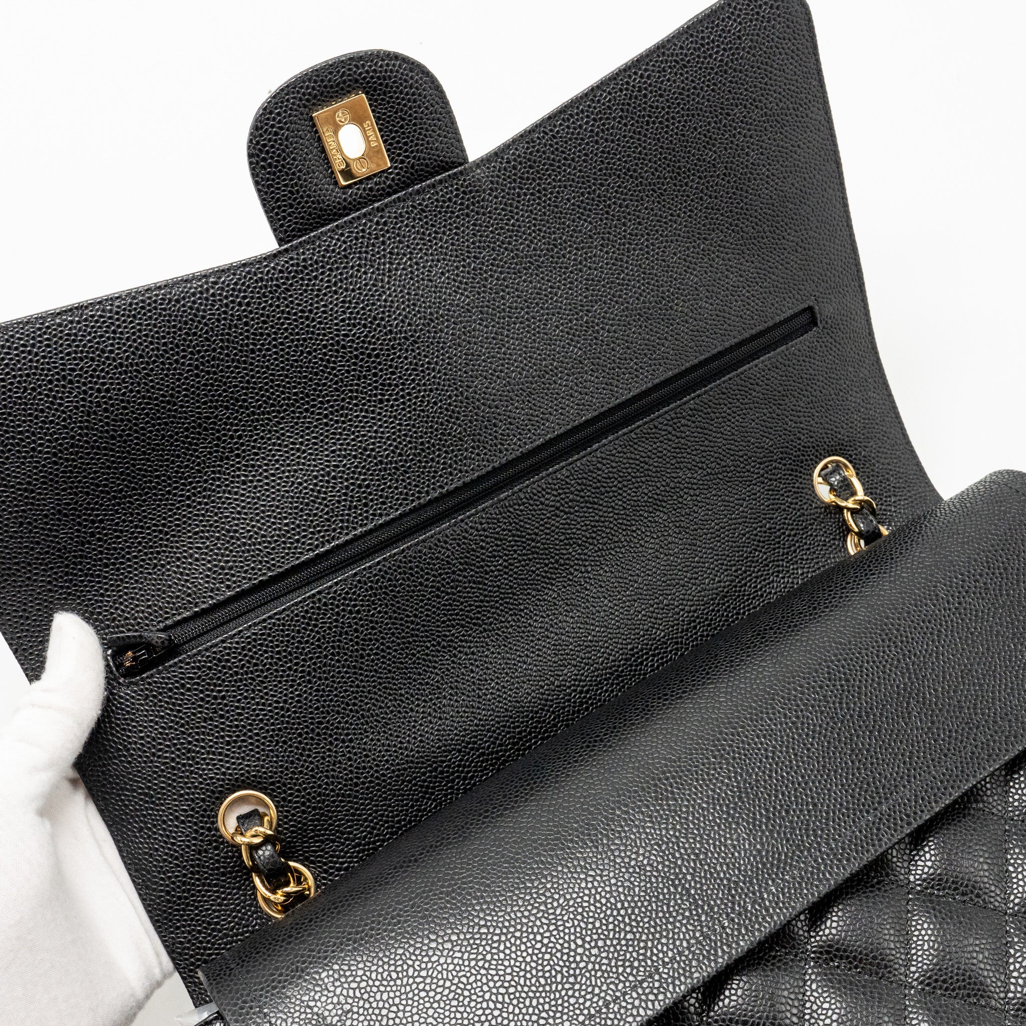 Chanel Maxi Classic Double Flap Bag Caviar Black