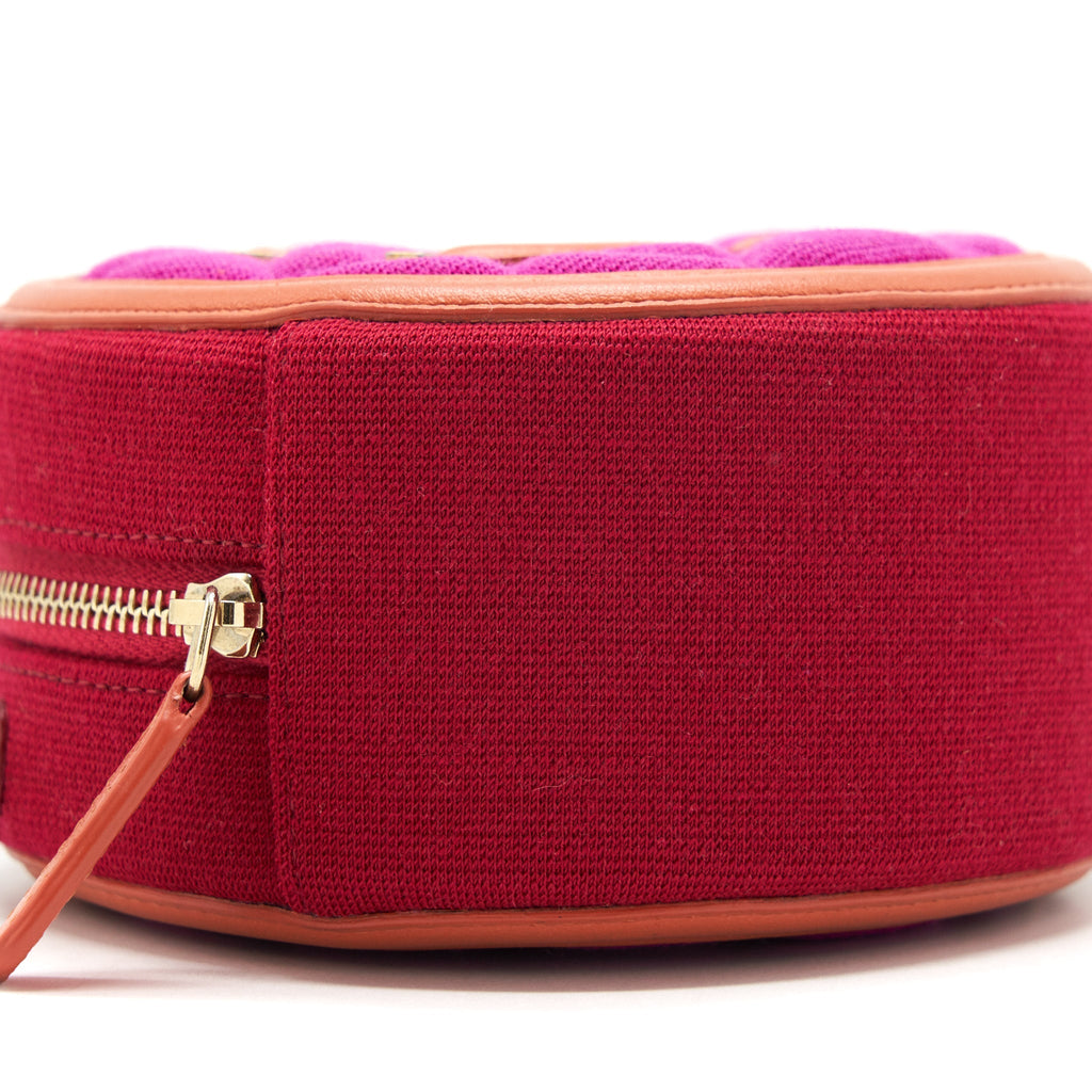 Chanel mini round Vanity with Chain Fabric Multi colour
