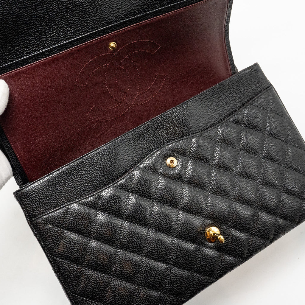 Chanel Maxi Classic Double Flap Bag Caviar Black