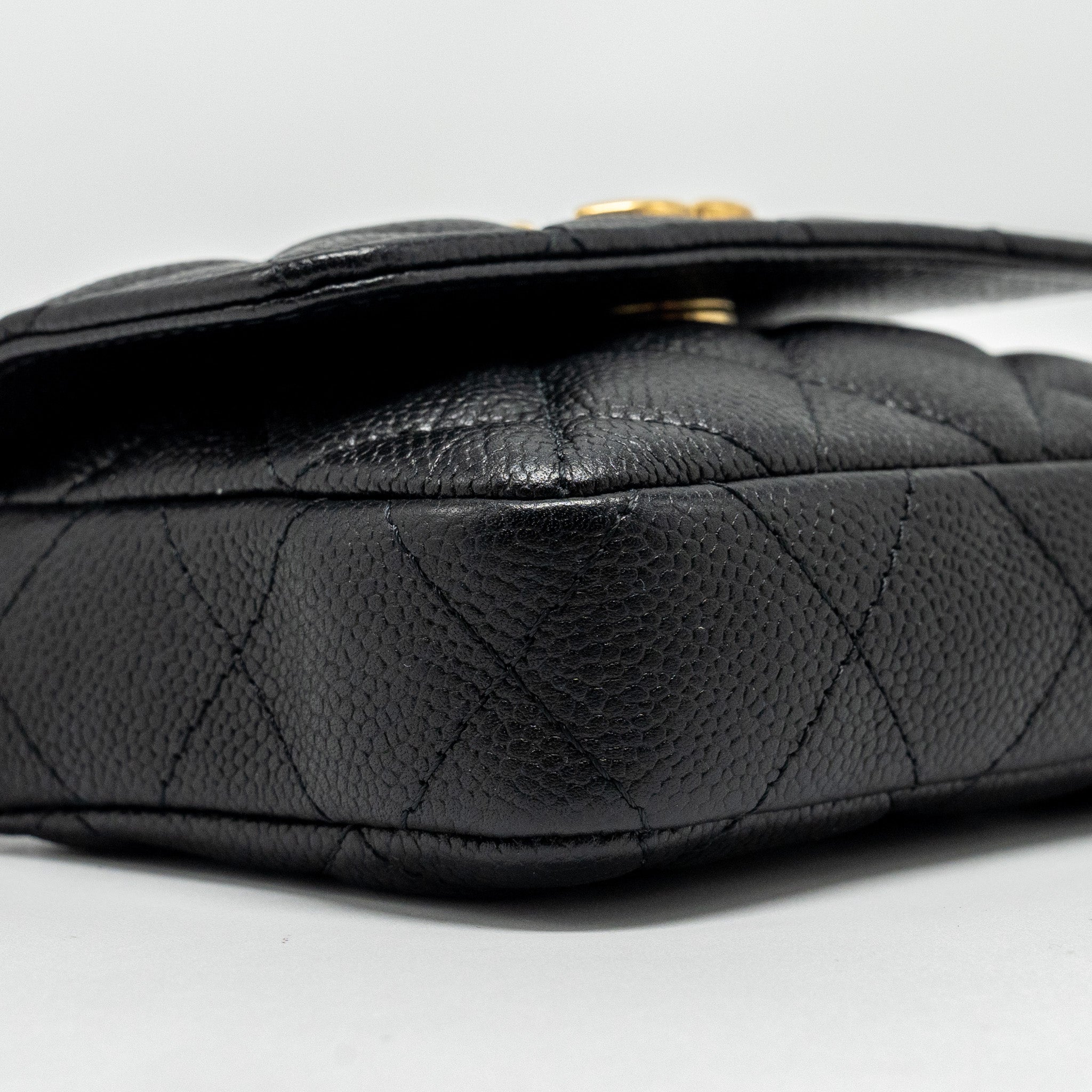Chanel coco love mini flap wallet with chain caviar black  (Microchip)
