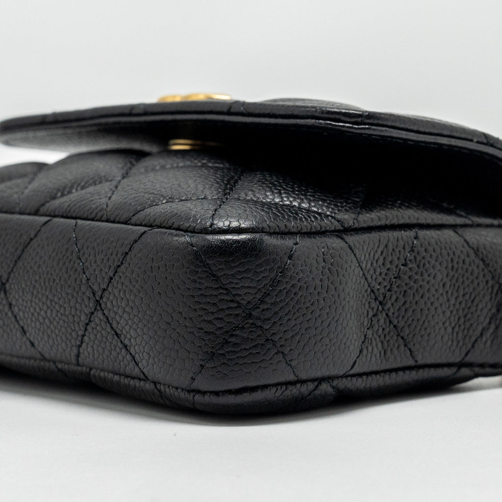 Chanel coco love mini flap wallet with chain caviar black  (Microchip)