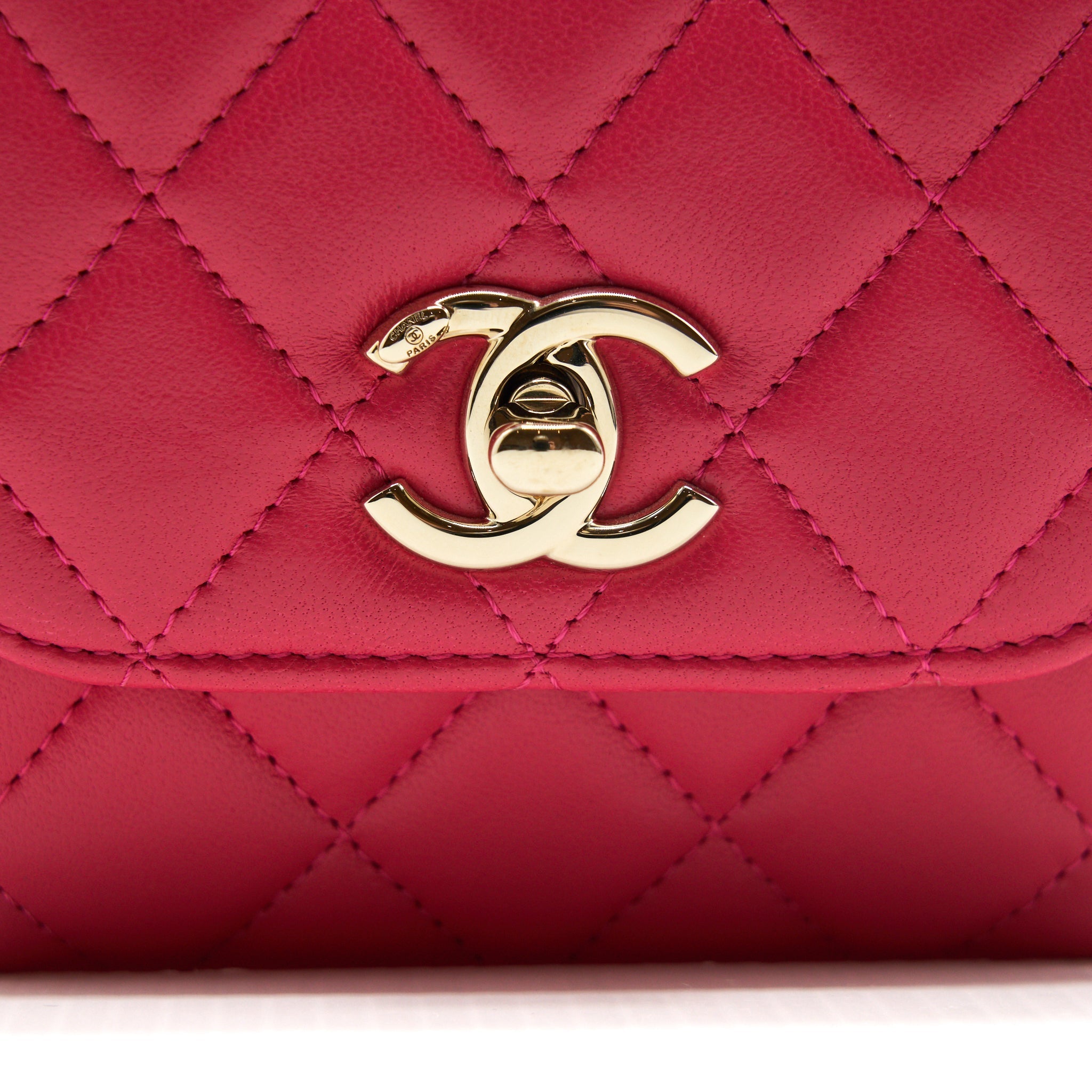 Chanel mini trendy cc chain wallet lambskin hot pink L