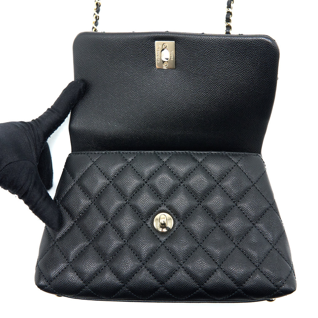 Chanel Small Coco Handle Caviar Black L