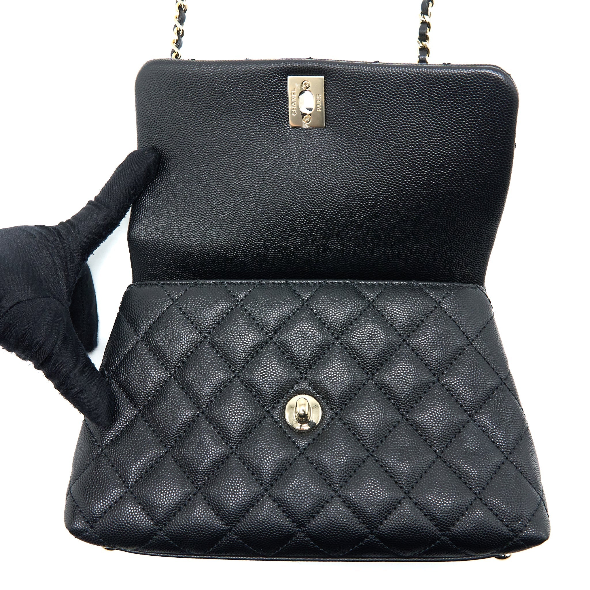 Chanel Small Coco Handle Caviar Black L