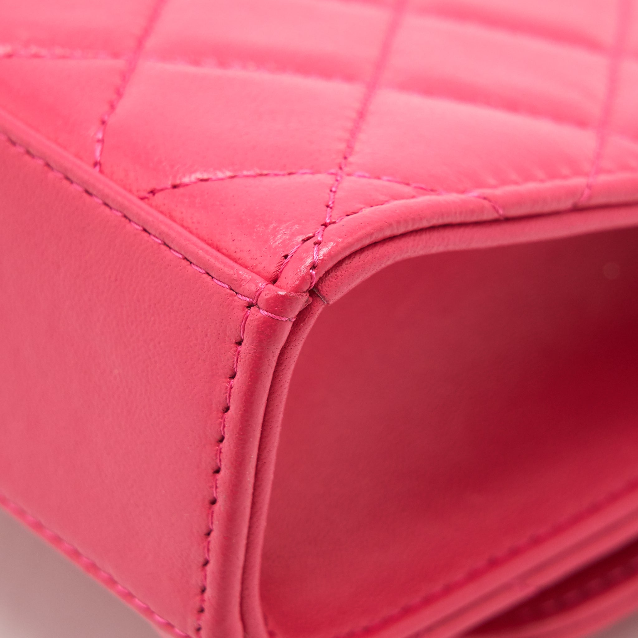 Chanel mini trendy cc chain wallet lambskin hot pink L