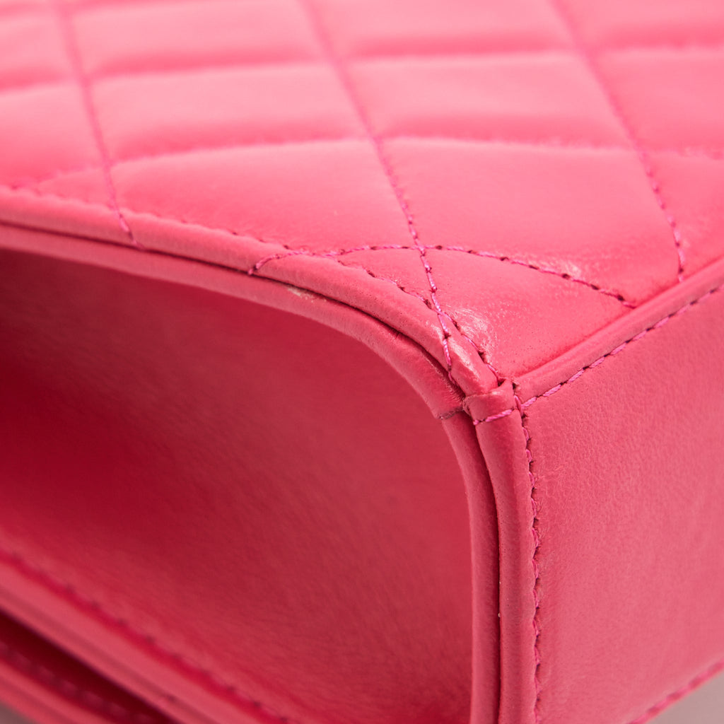 Chanel mini trendy cc chain wallet lambskin hot pink L