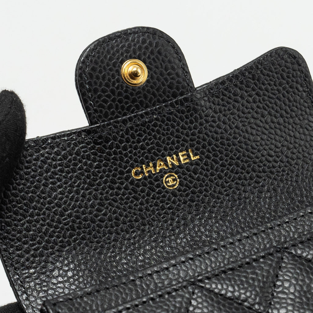 Chanel Classic Flap Card Holder Caviar Black  (microchip)
