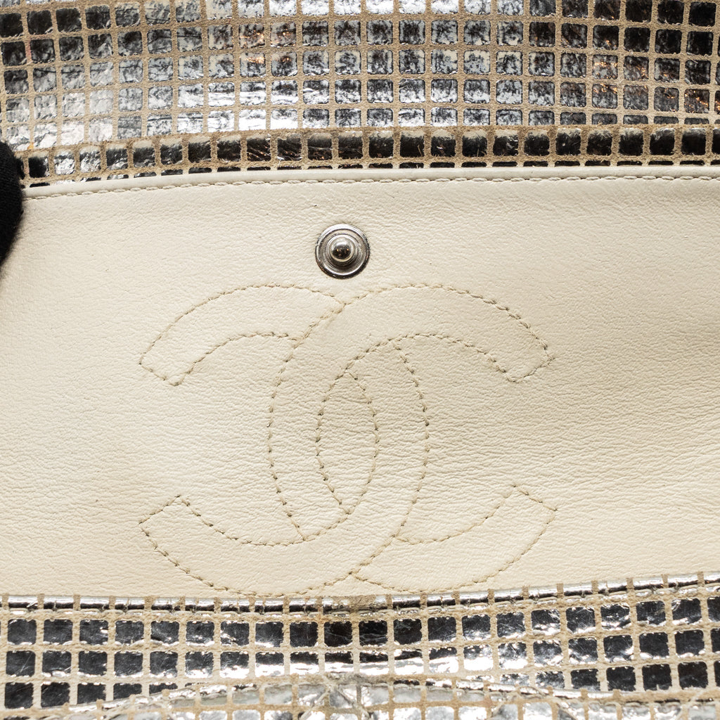 Chanel mini 2.55 reissue flap bag calfskin beige / silver
