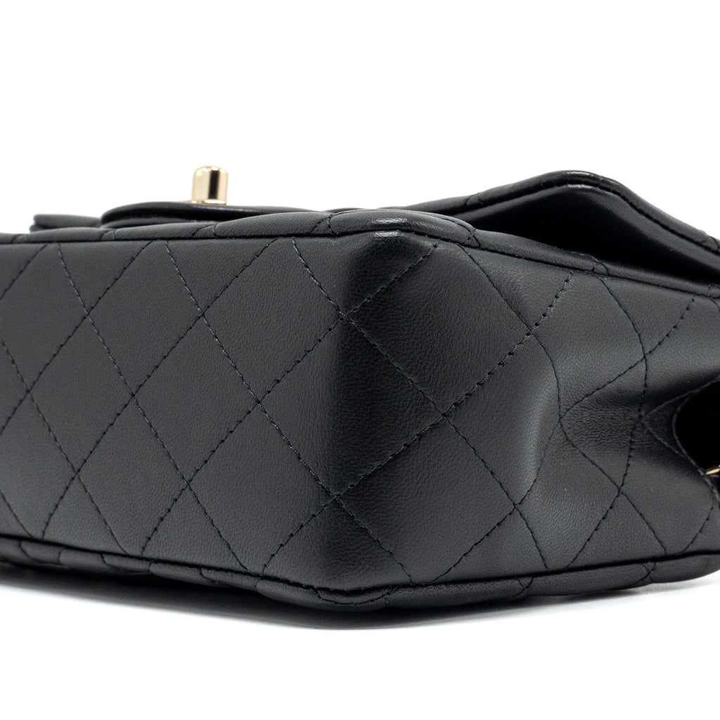 Chanel Top Handle Mini Rectangular Flap Bag Lambskin Black L (Microchip)