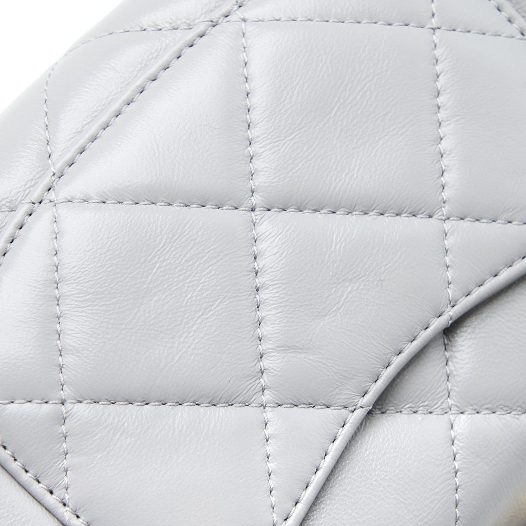 Chanel Quilted Mini Flap Bag Lambskin Light Grey  (Microchip)