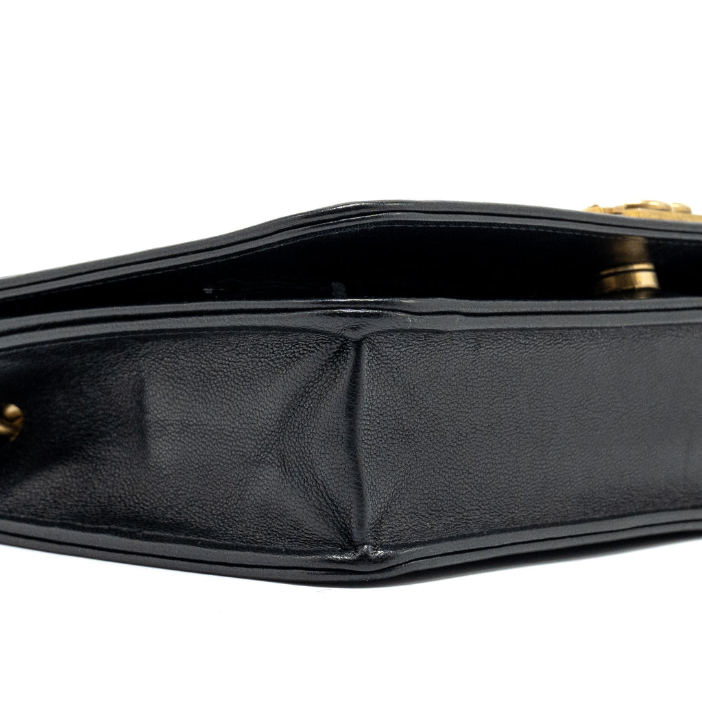 CHANEL Boy Wallet On Chain Lambskin Black Brushed