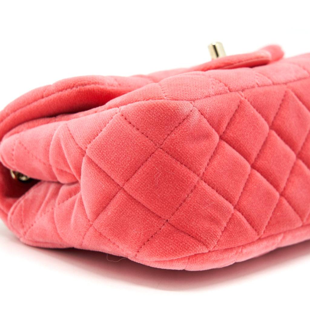Chanel Pearl Crush Mini Square Flap Bag Velvet Pink