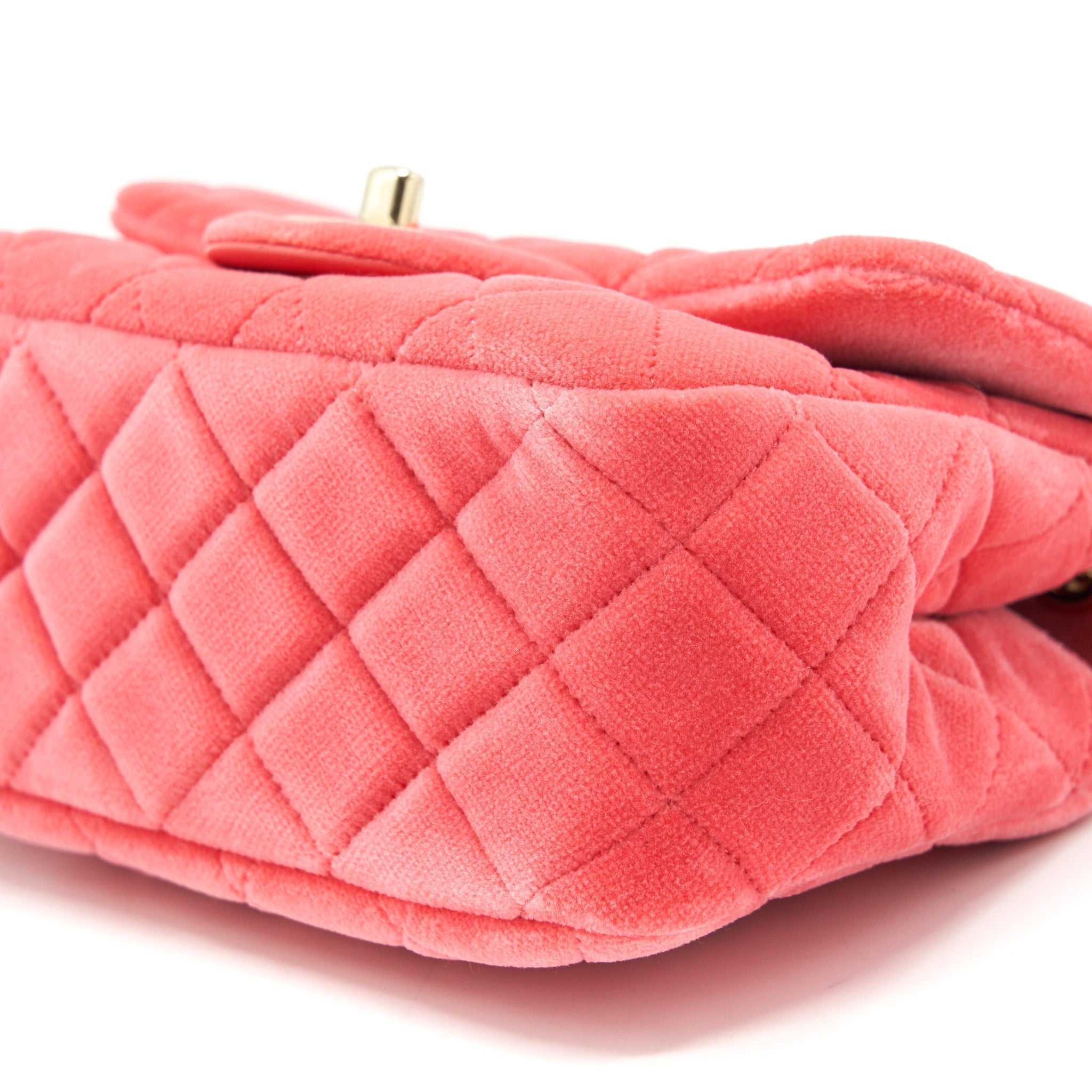 Chanel Pearl Crush Mini Square Flap Bag Velvet Pink