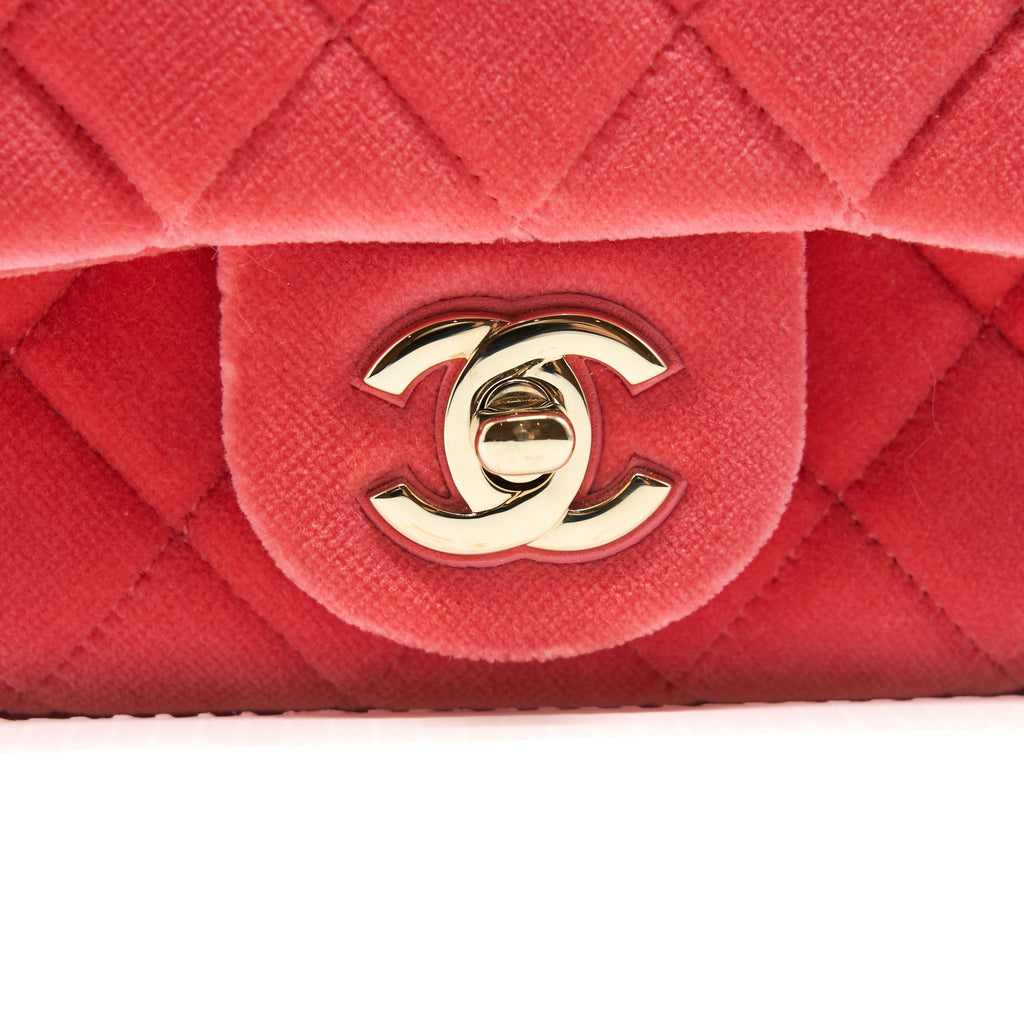 Chanel Pearl Crush Mini Square Flap Bag Velvet Pink
