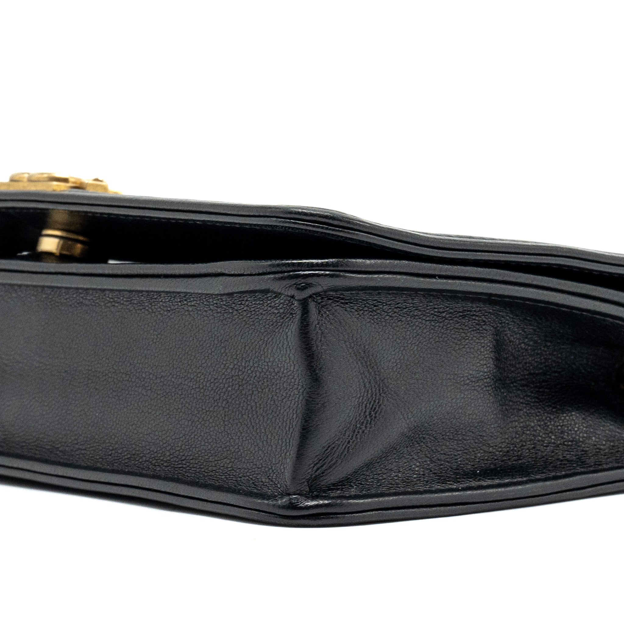 CHANEL Boy Wallet On Chain Lambskin Black Brushed