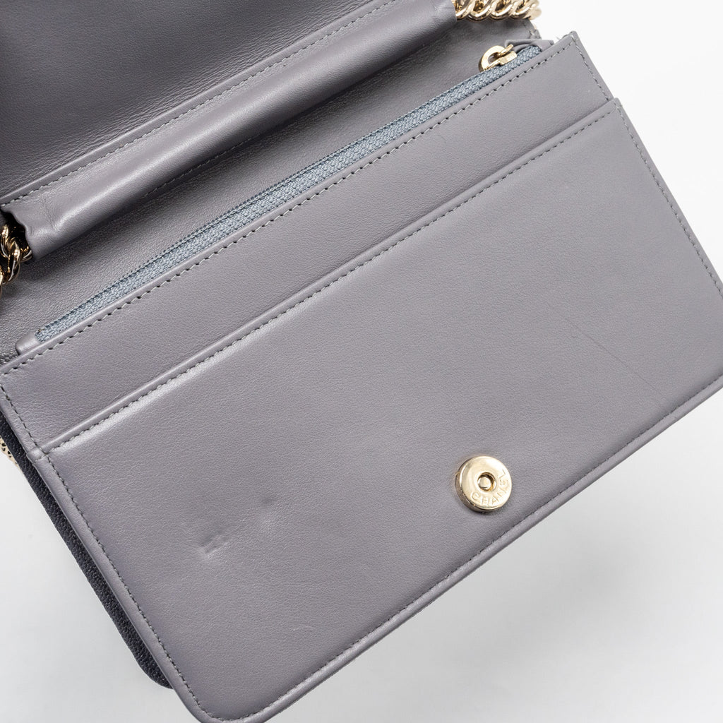 Chanel Boy Wallet on Chain caviar grey L