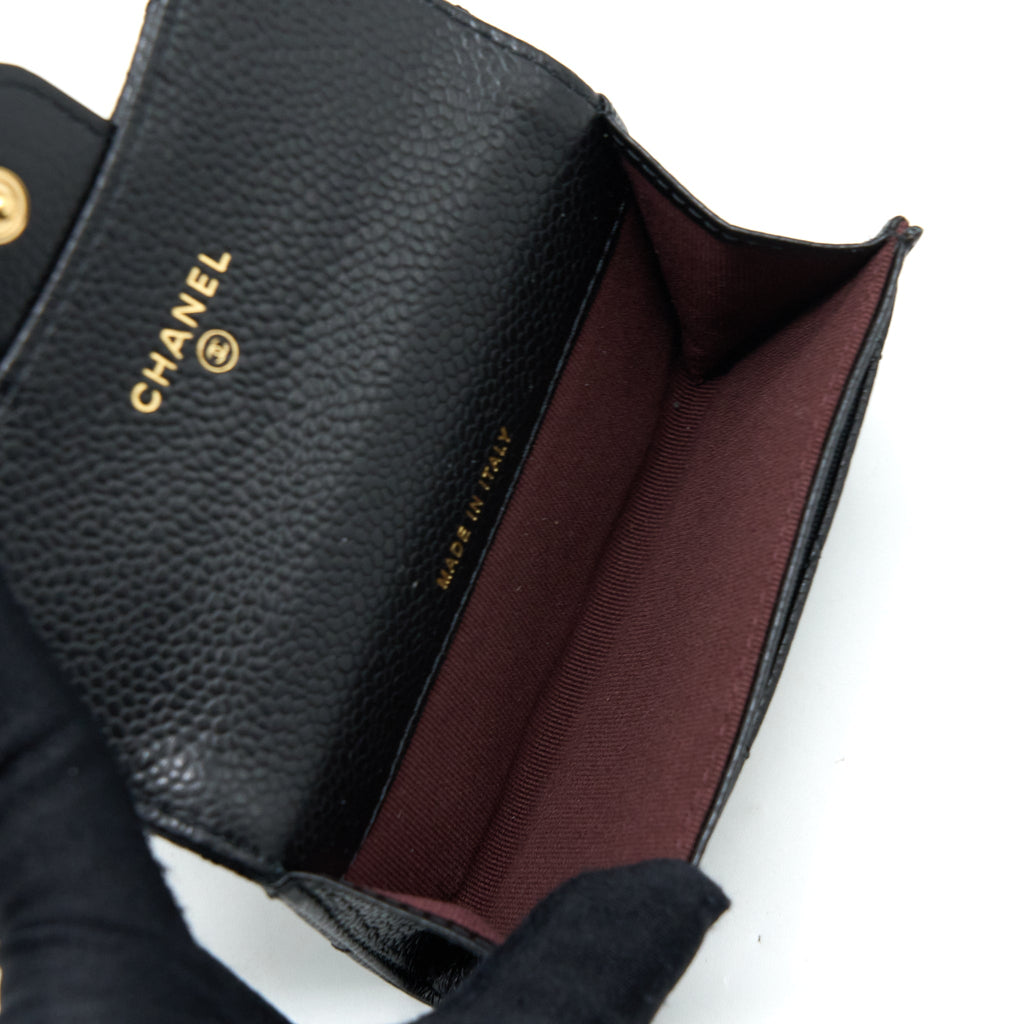 Chanel Classic Flap Card Holder Caviar Black  (Microchip)