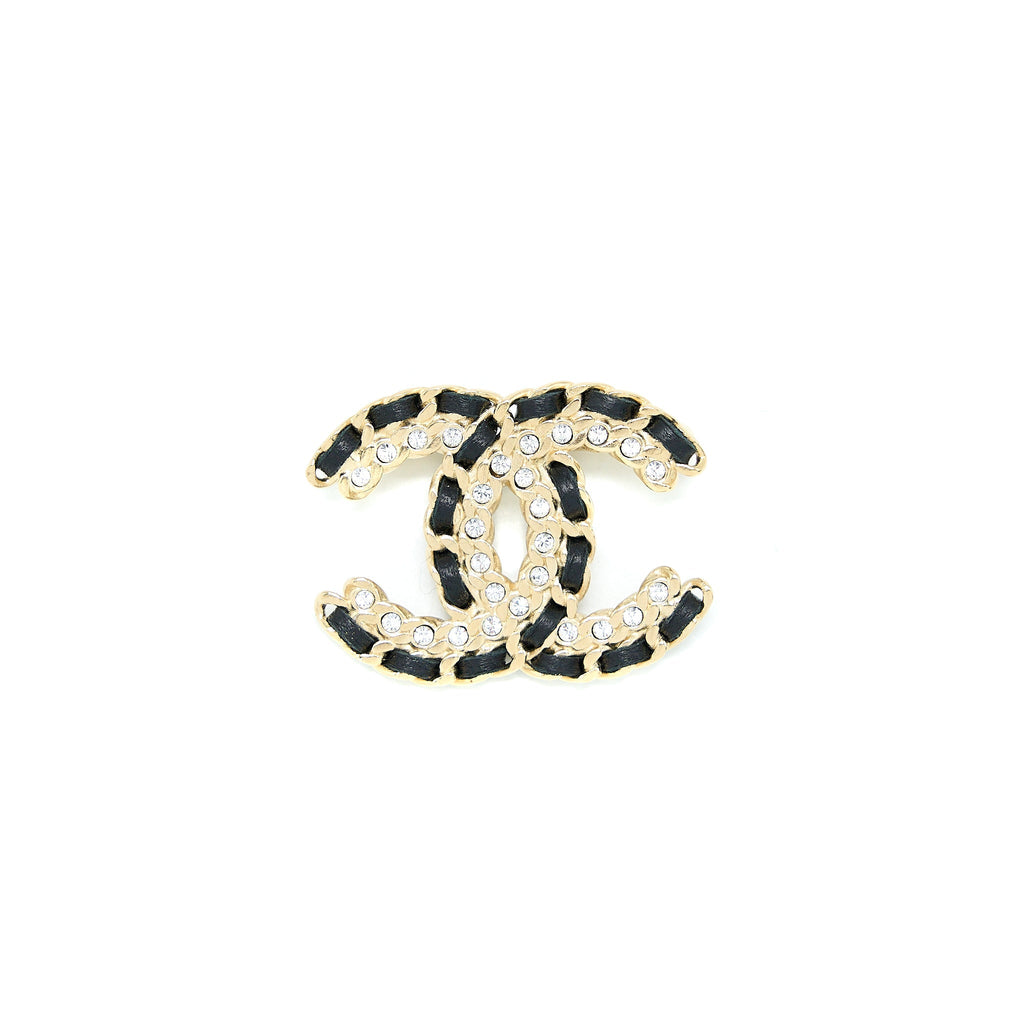 Chanel Leather Chain/ Crystal Brooch L