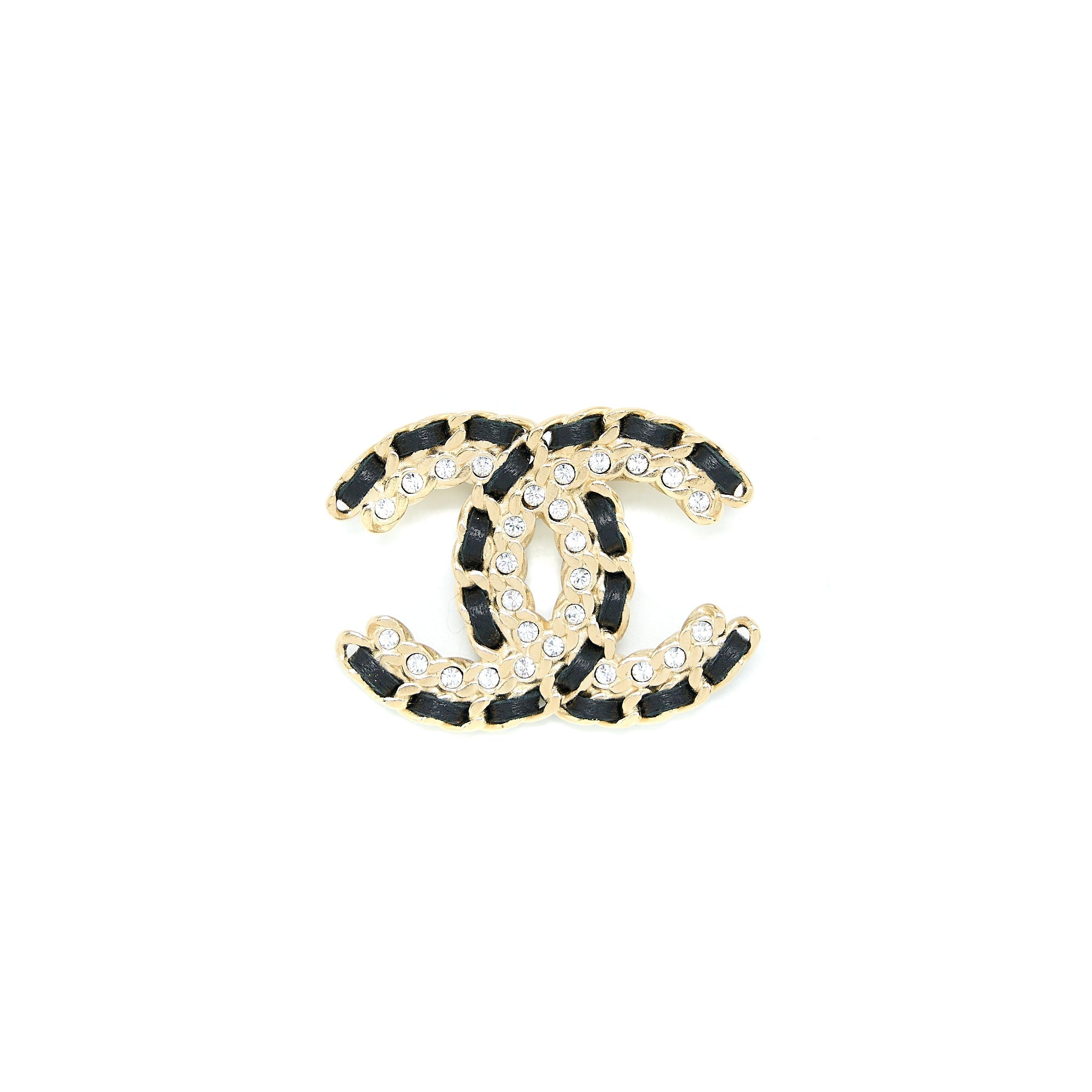 Chanel Leather Chain/ Crystal Brooch L
