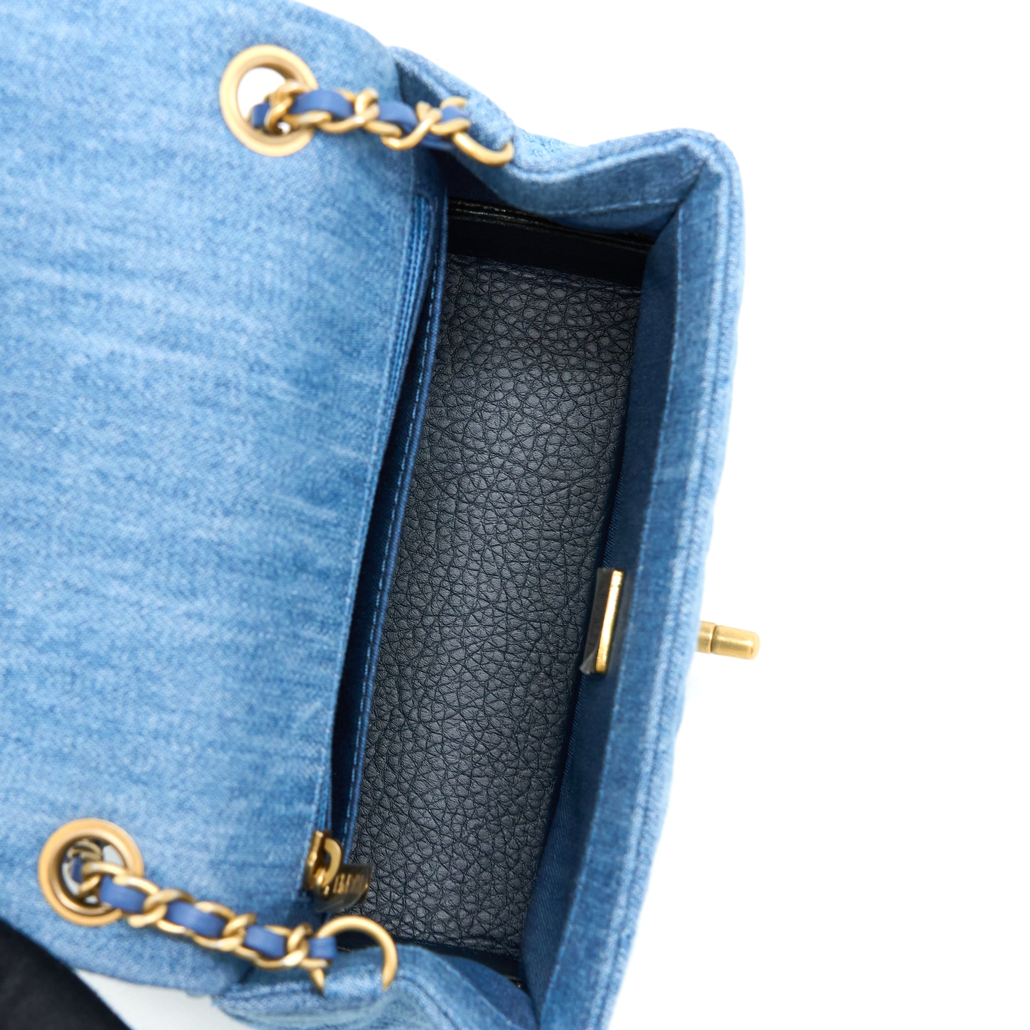 Chanel Pearl Crush Mini Square Flap Bag Denim  (Microchip)