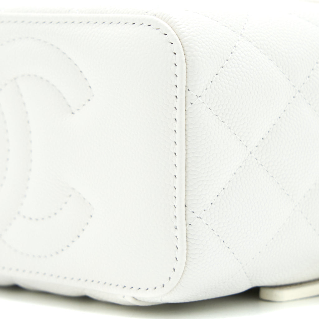 Chanel Long Vanity With Chain Caviar White L (Microchip)