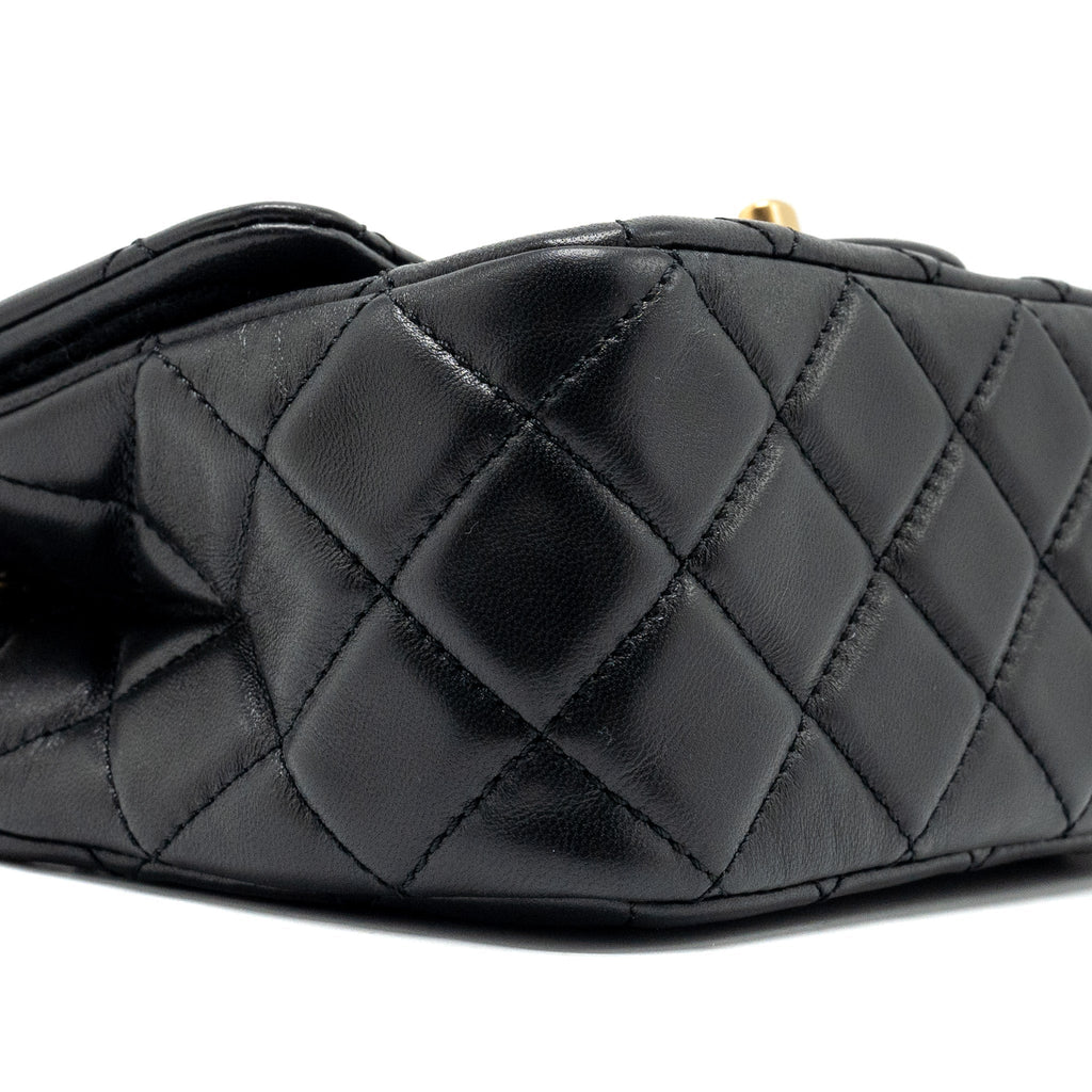 Chanel Pearl Crush Mini Square Lambskin Black  (Microchip)