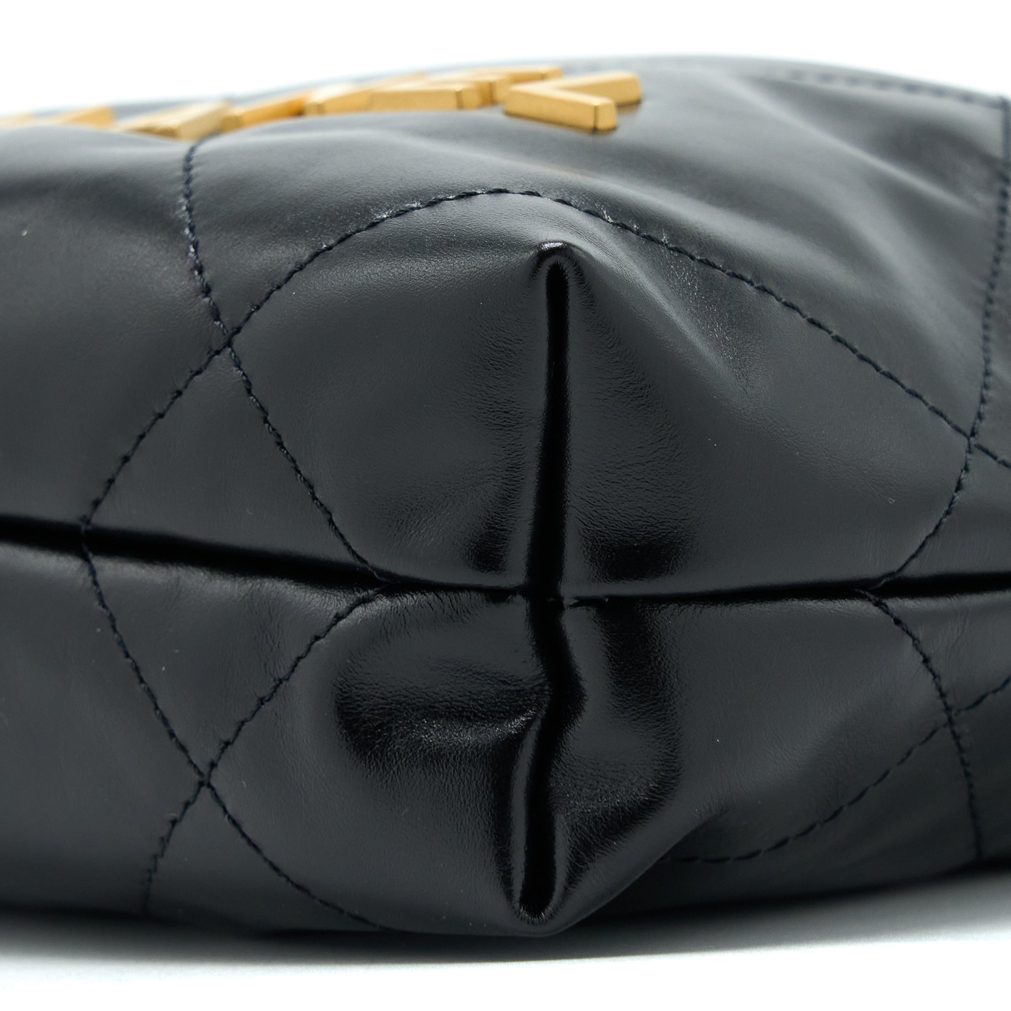 Chanel 23s Mini 22 Bag Aged Calfskin Black Brushed  (Microchip)
