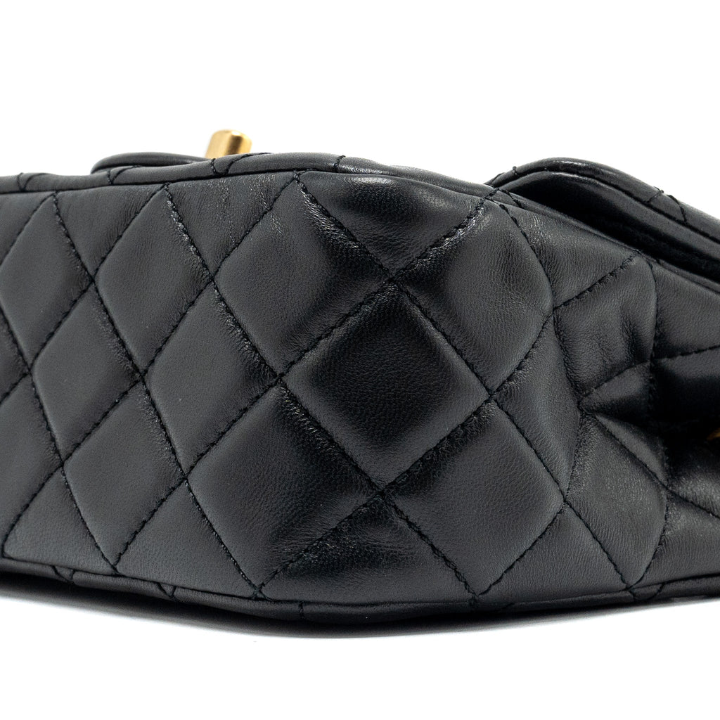 Chanel Pearl Crush Mini Square Lambskin Black  (Microchip)