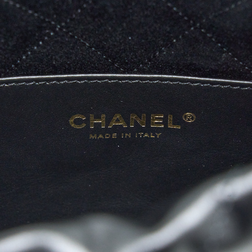 Chanel 23s Mini 22 Bag Aged Calfskin Black Brushed  (Microchip)