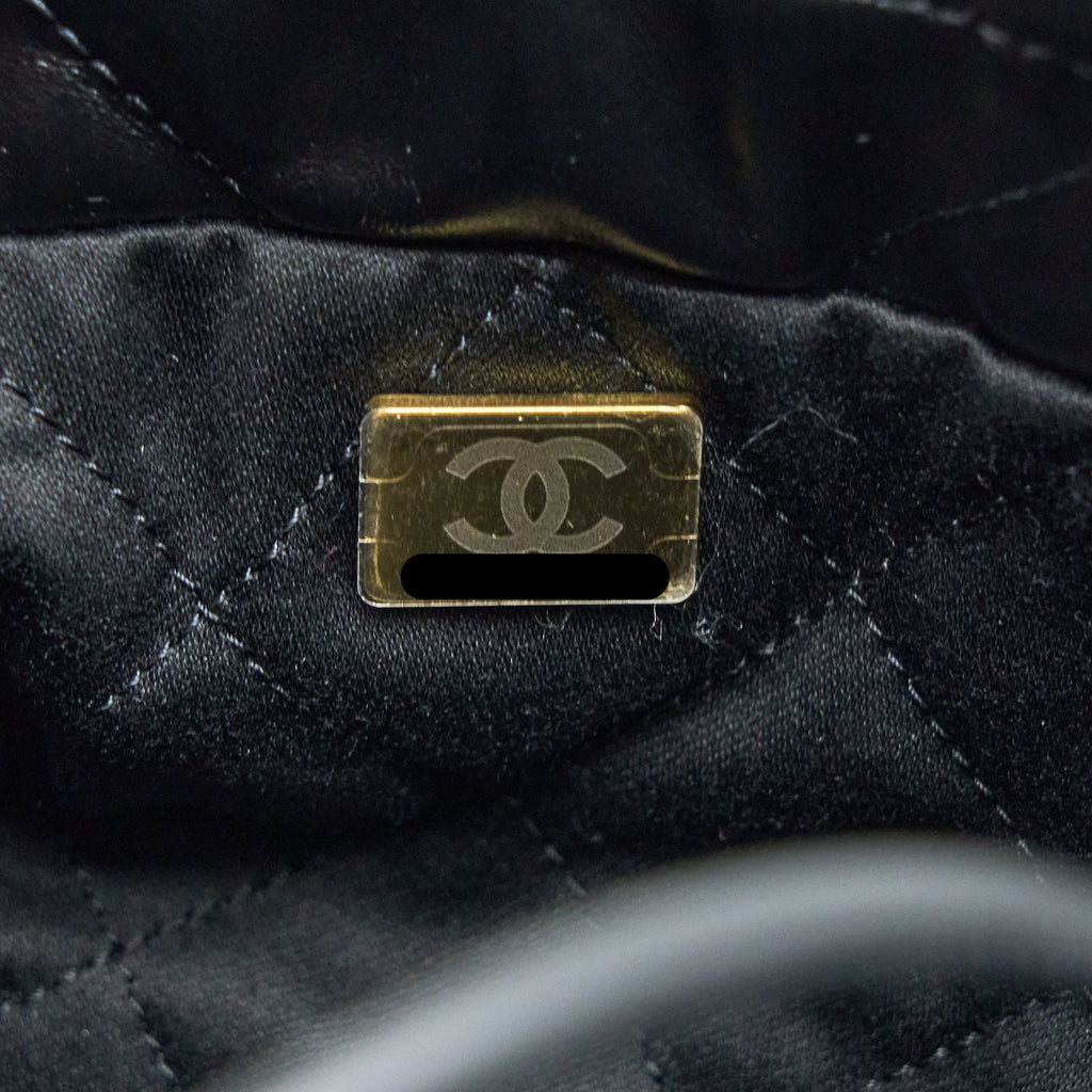 Chanel 23s Mini 22 Bag Aged Calfskin Black Brushed  (Microchip)