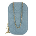 CHRISTIAN DIOR Lady Dior Call'in Cannage Leather Phone Holder Blue