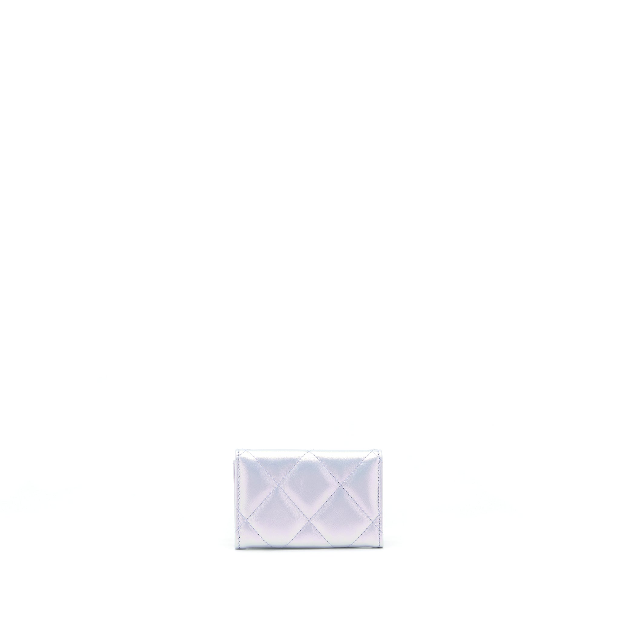 Chanel 19 Flap Card Holder Calfskin Iridescent Light Purple