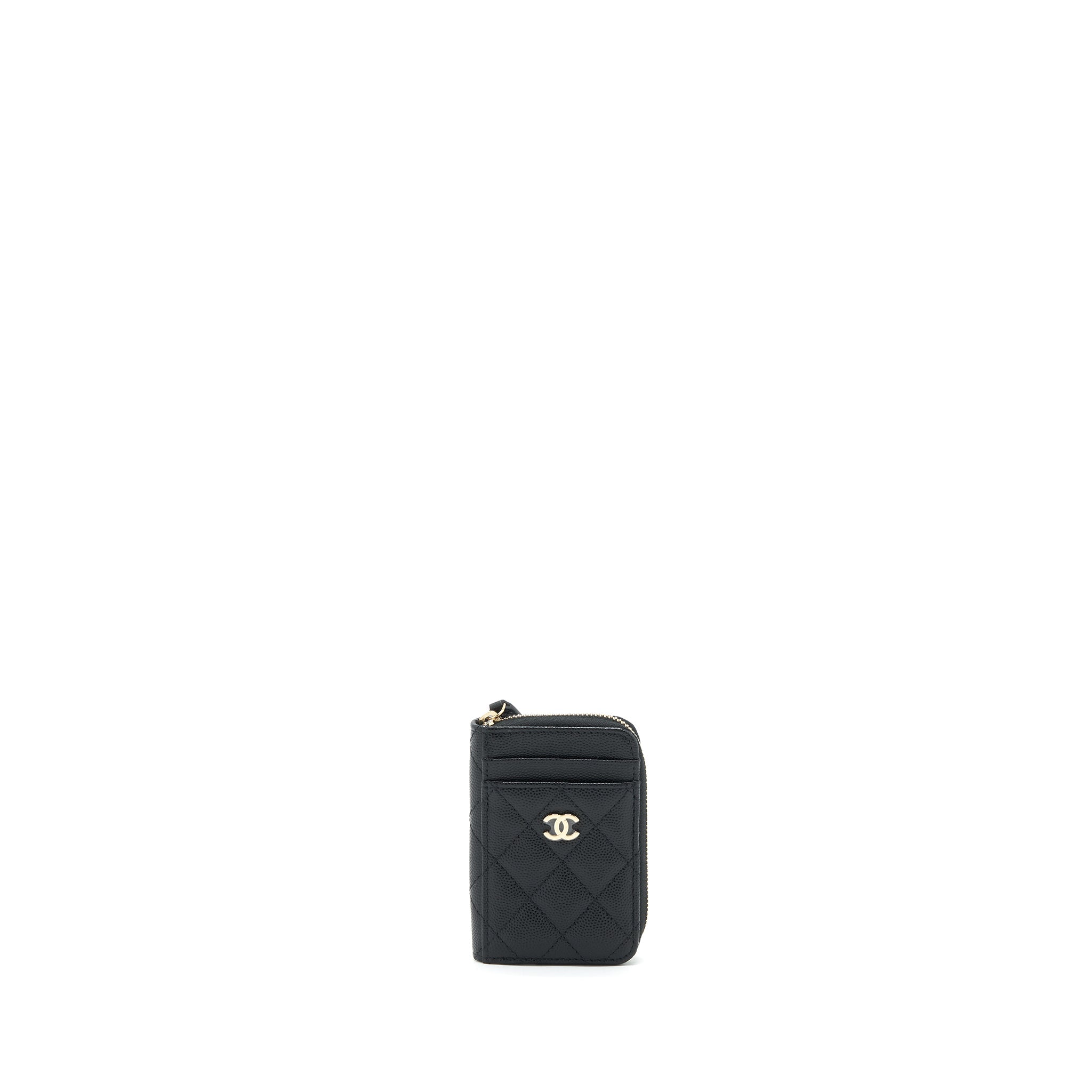 Chanel 22P Zip Card Holder Caviar Black L
