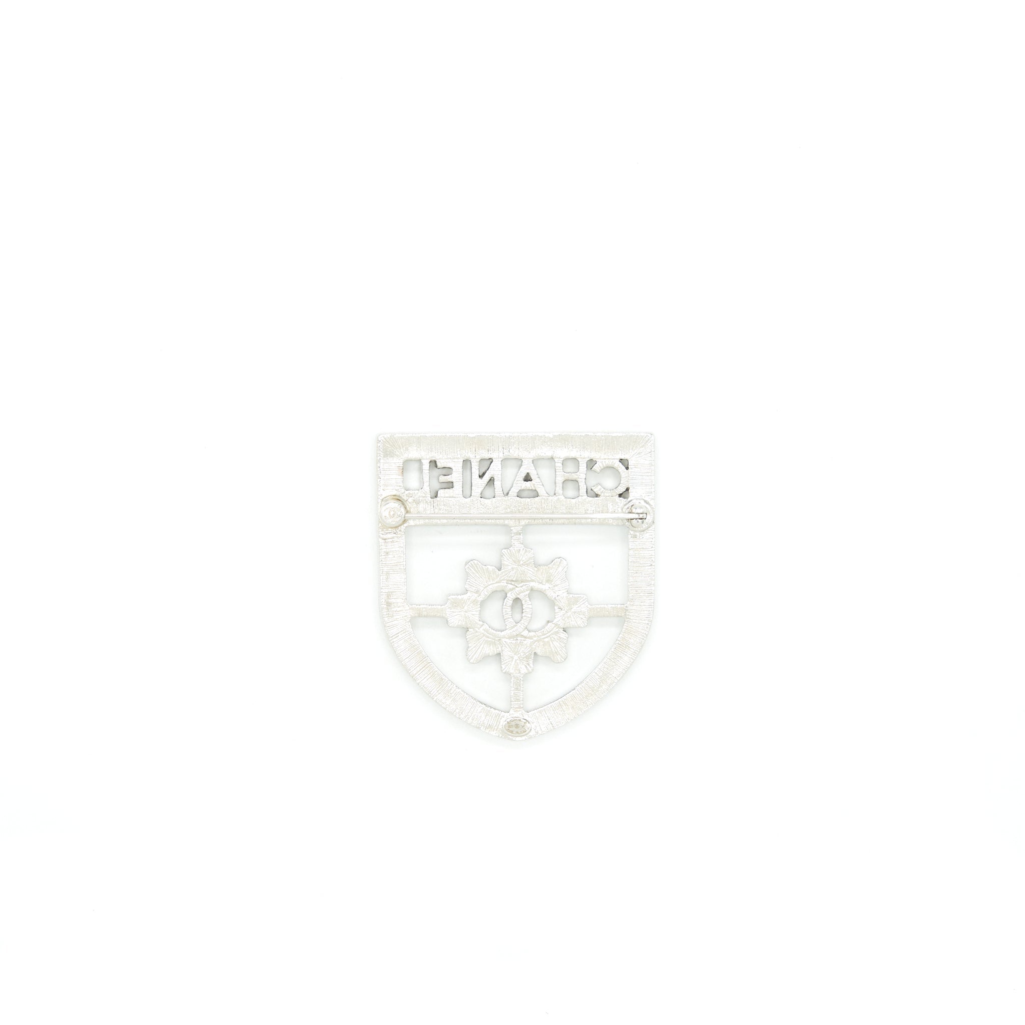Chanel Shield Brooch With Crystals