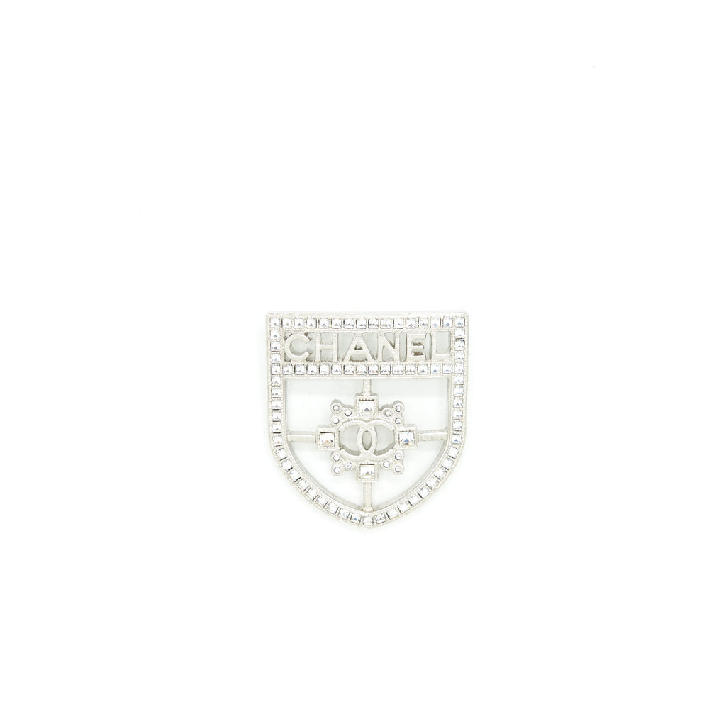 Chanel Shield Brooch With Crystals