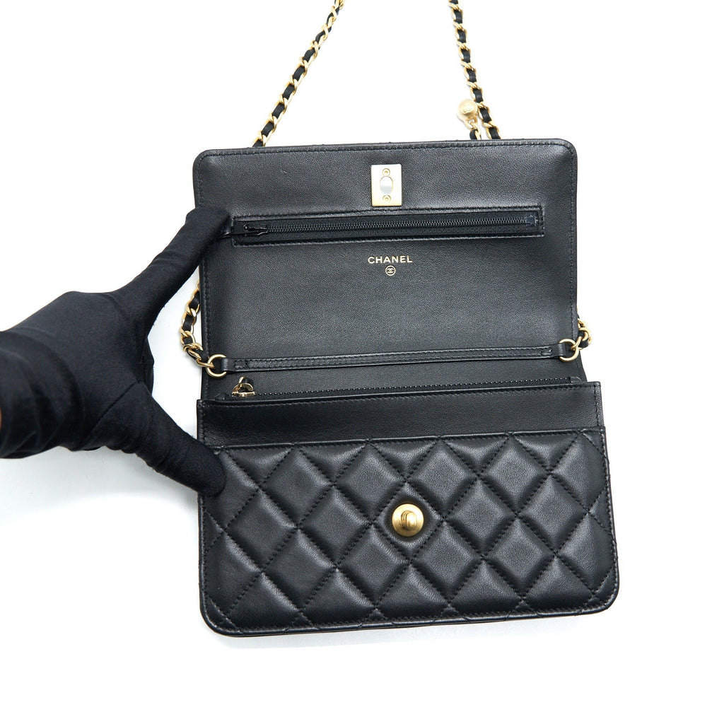 Chanel pearl crush wallet on chain Lambskin black
