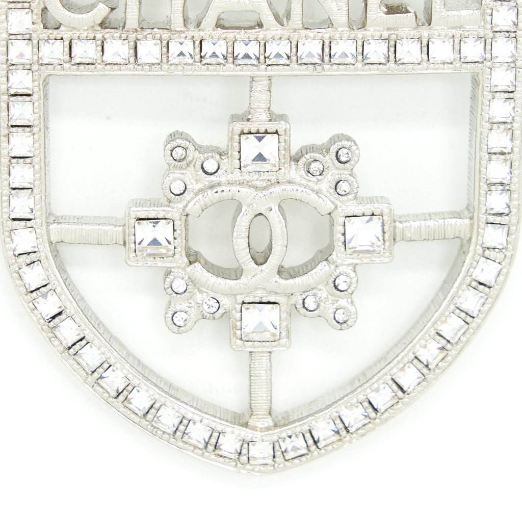 Chanel Shield Brooch With Crystals