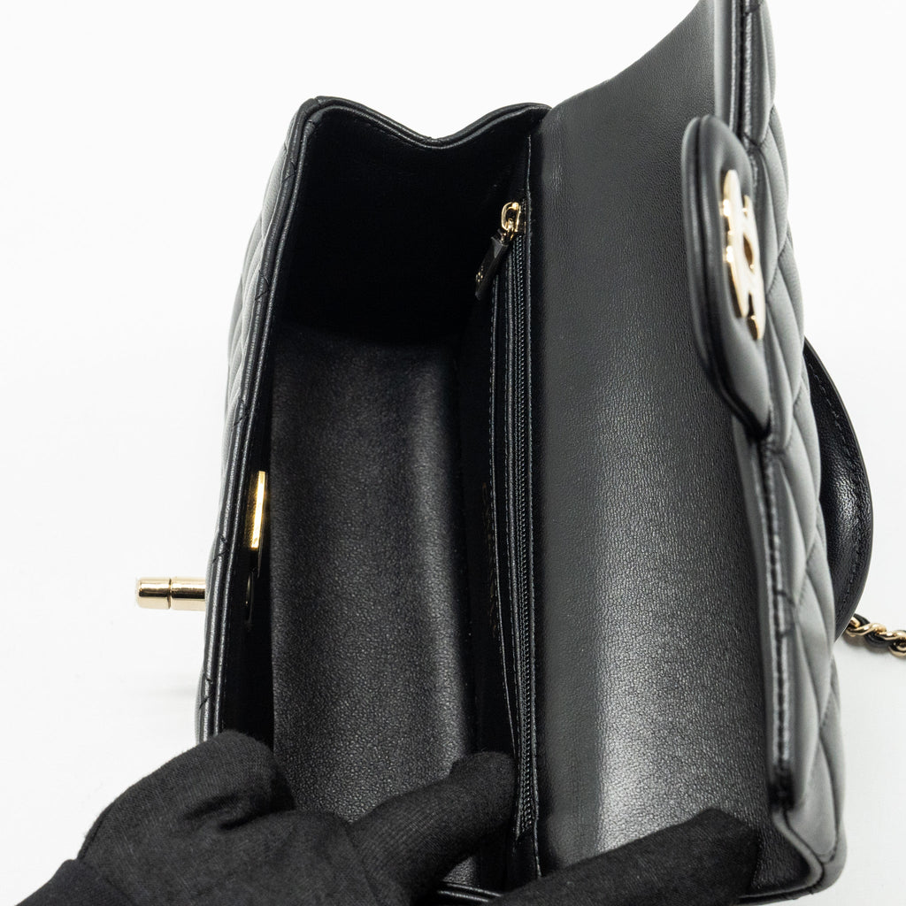 Chanel Top Handle Mini Rectangular Flap bag Lambskin Black L (microchip)