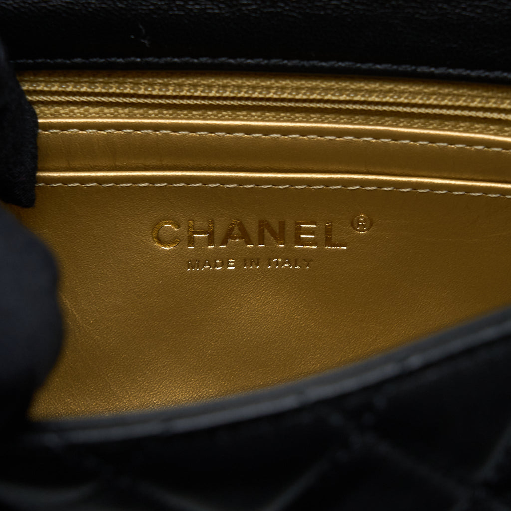 Chanel Pearl Crush Mini Square Flap Bag Lambskin Black  (Microchip)