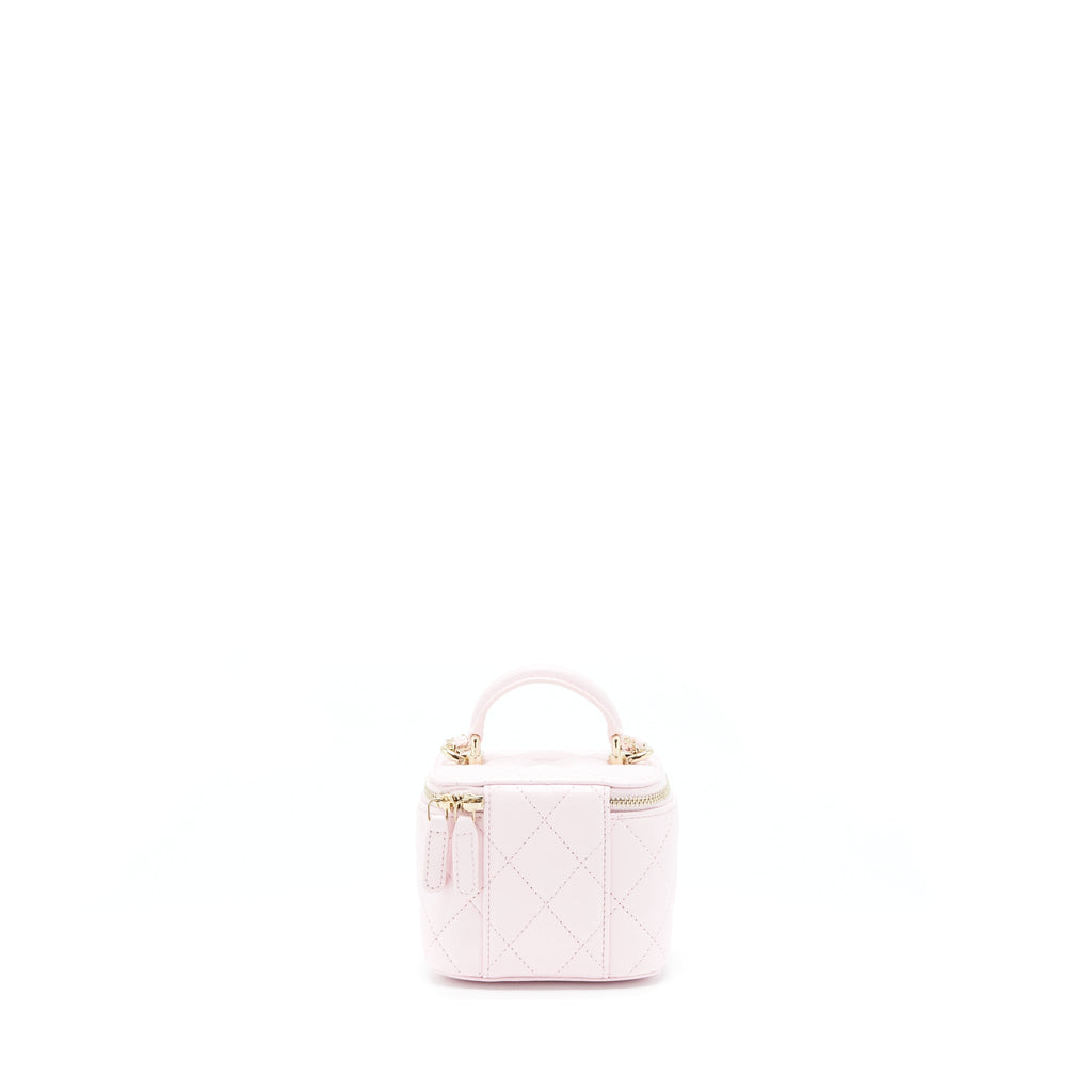 Chanel 22P Top Handle Mini Vanity With Chain Lambskin Light Pink L