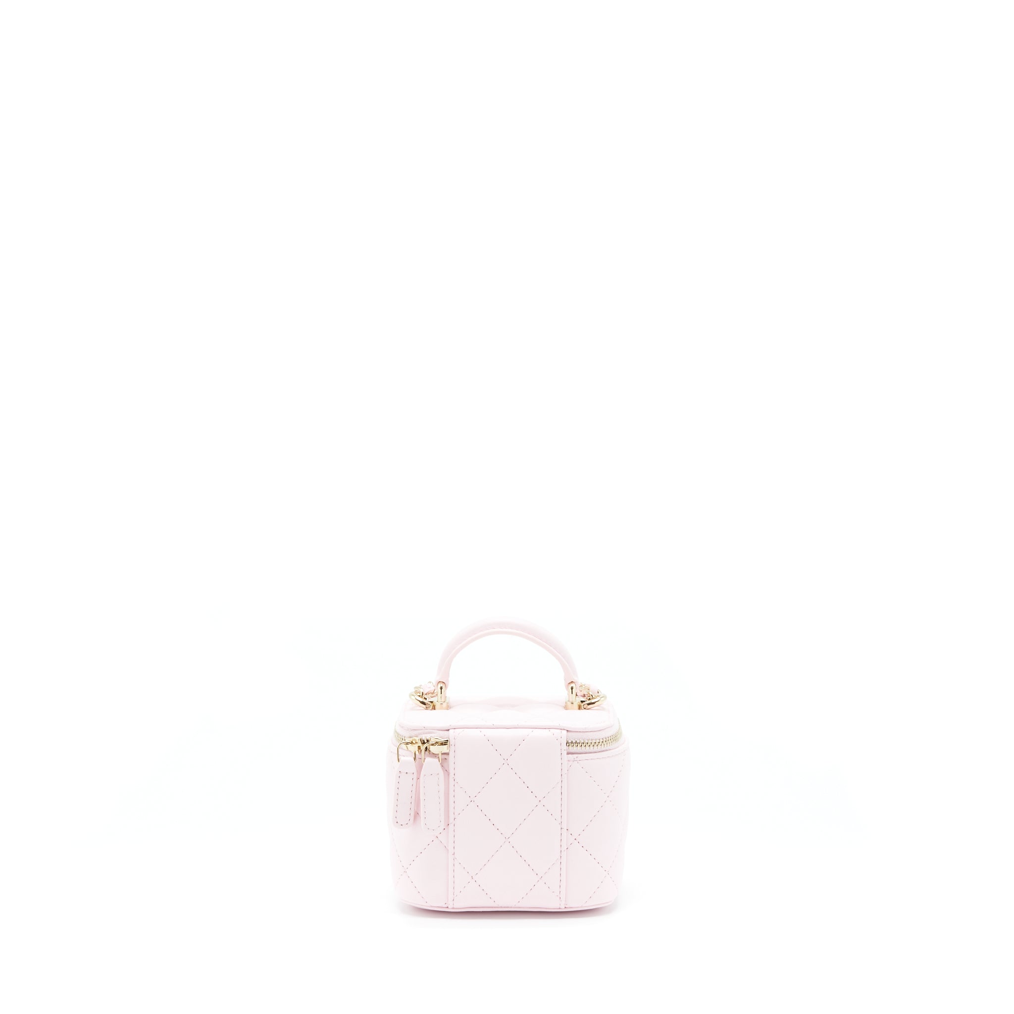 Chanel 22P Top Handle Mini Vanity With Chain Lambskin Light Pink L