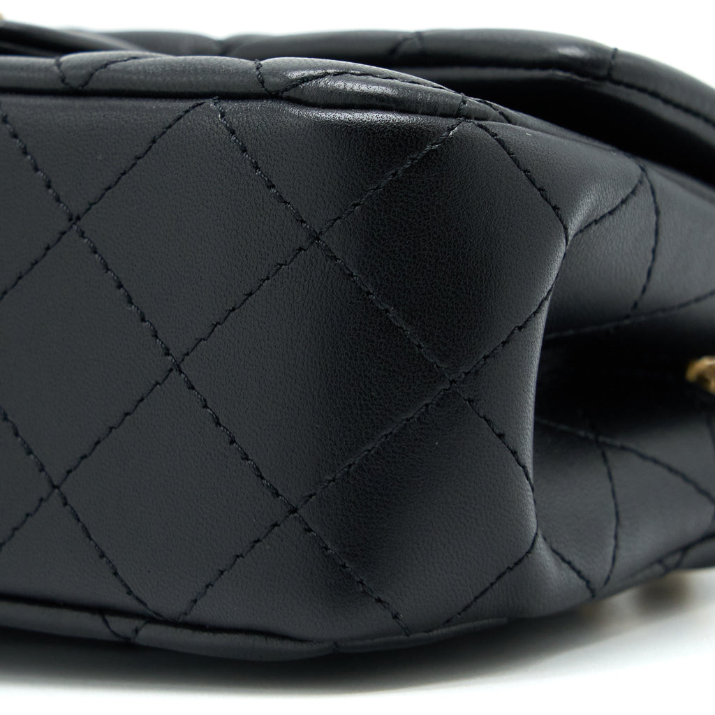 Chanel 23S Camellia Chain Mini Rectangular Lambskin Black Brushed  (Microchip)