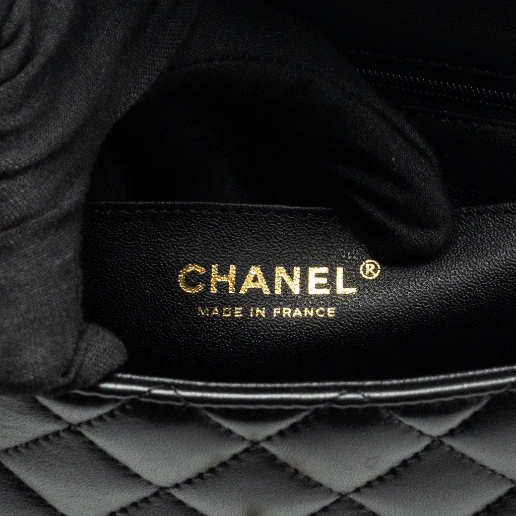 Chanel Top Handle Mini Rectangular Flap bag Lambskin Black L (microchip)