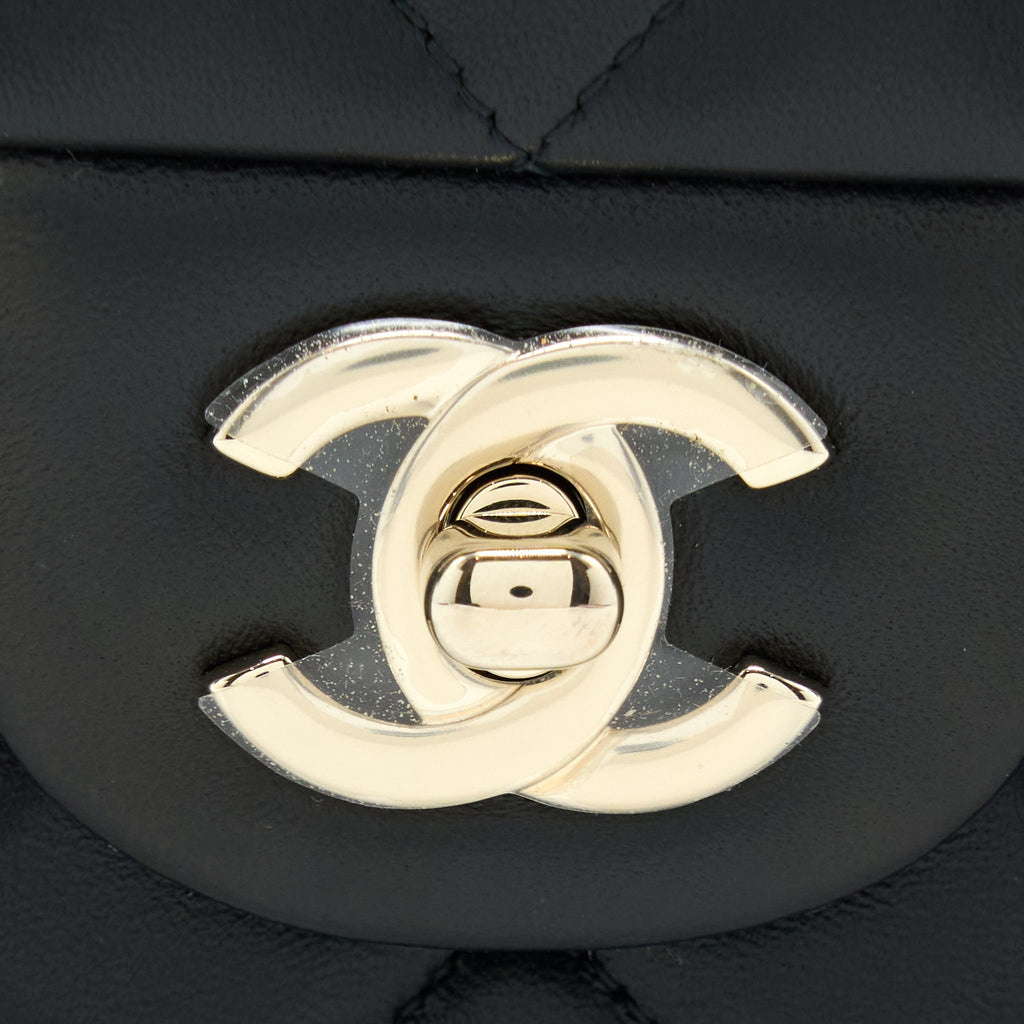 Chanel Mini Rectangular Flap Bag Lambskin Black L (Microchip)