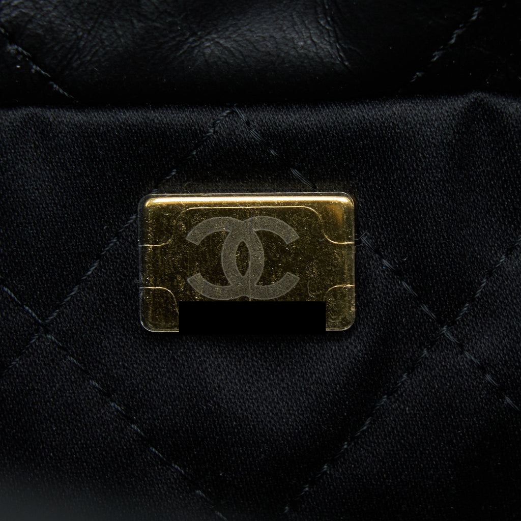 Chanel Small 22 Bag white letter Shiny Calfskin  (Microchip)