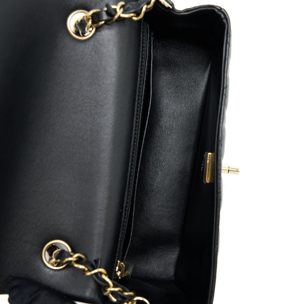 Chanel Mini Rectangular Flap Bag Lambskin Black L (Microchip)