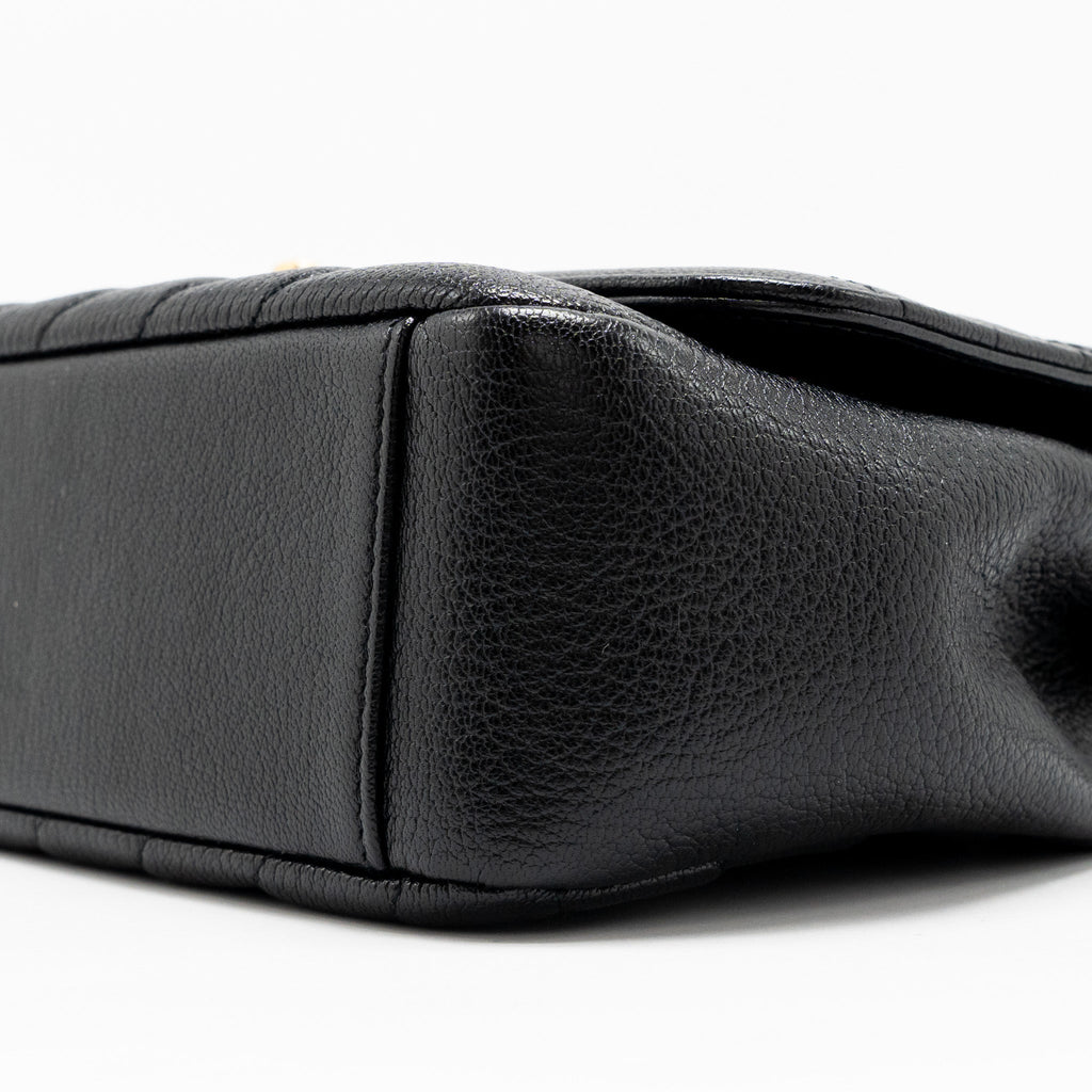 Chanel Small Diagnoal Flap Bag Shiny Goatskin Black
