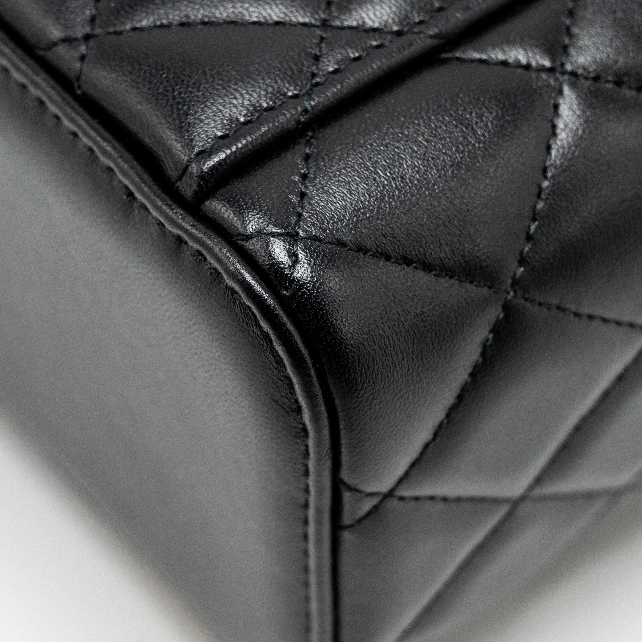 CHANEL Top Handle Long Vanity With Chain Lambskin Black
