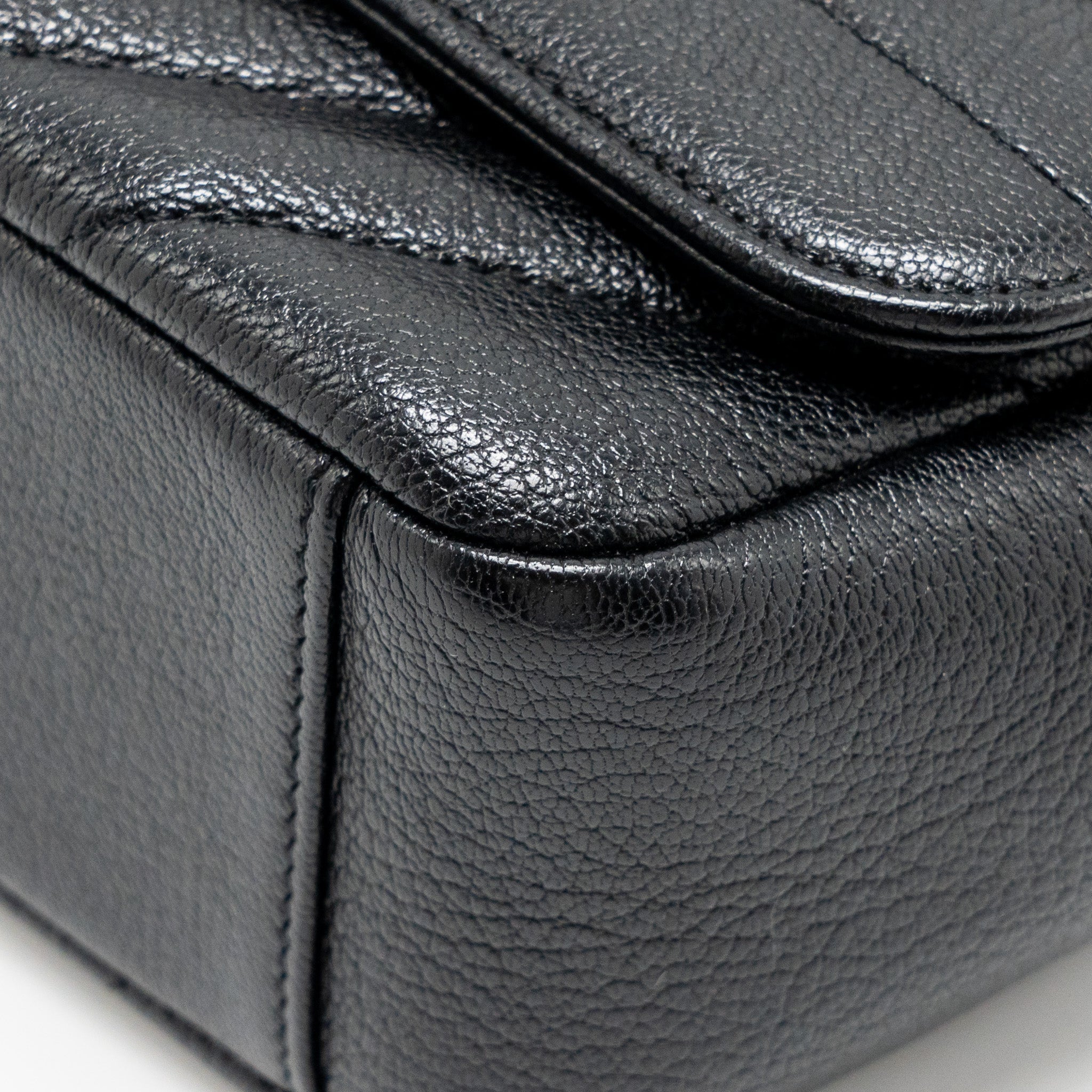 Chanel Small Diagnoal Flap Bag Shiny Goatskin Black