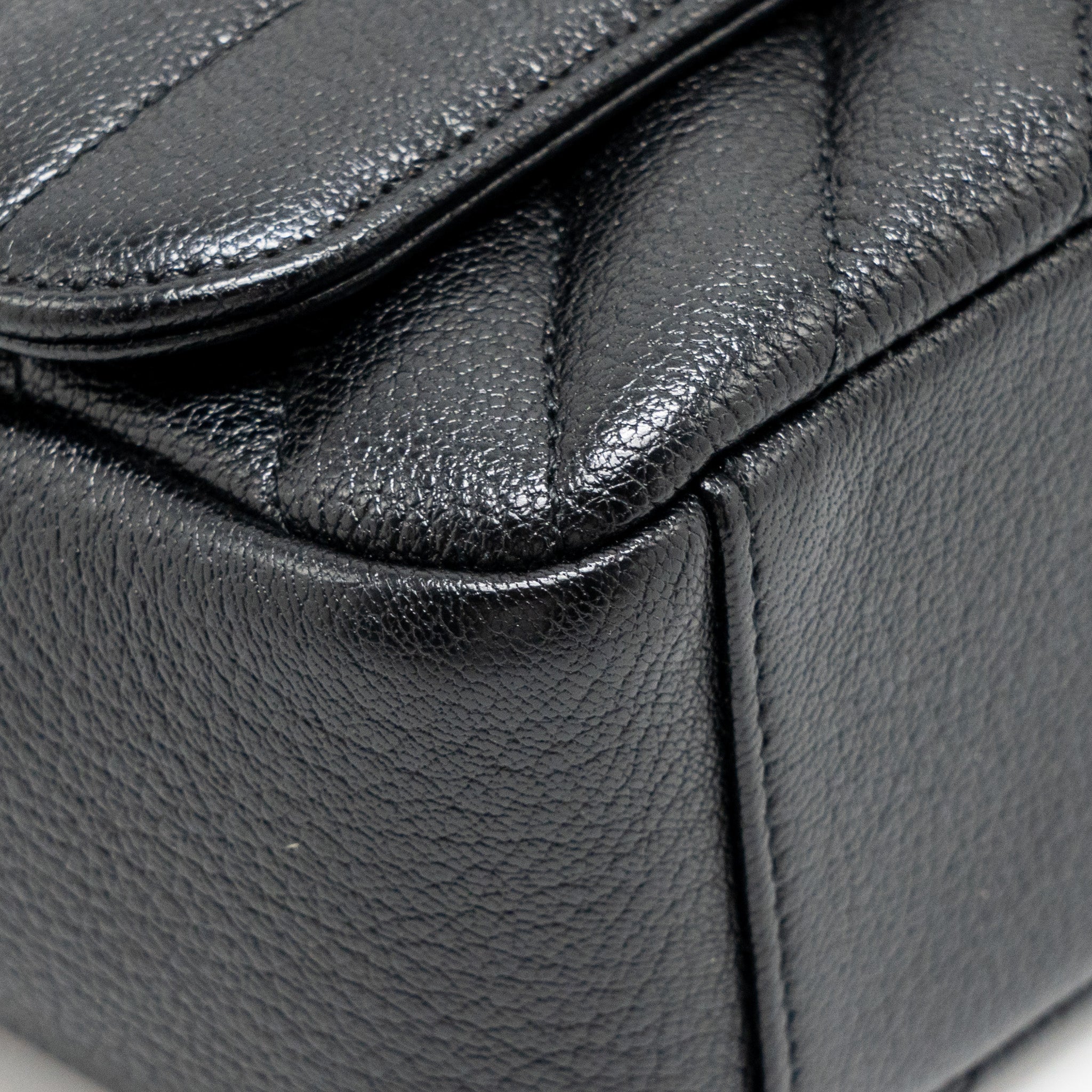 Chanel Small Diagnoal Flap Bag Shiny Goatskin Black